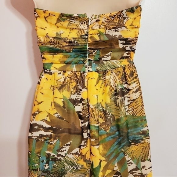Forever 21 Tropical Print Chiffon Strapless Mini Dress Small - Picture 7 of 13